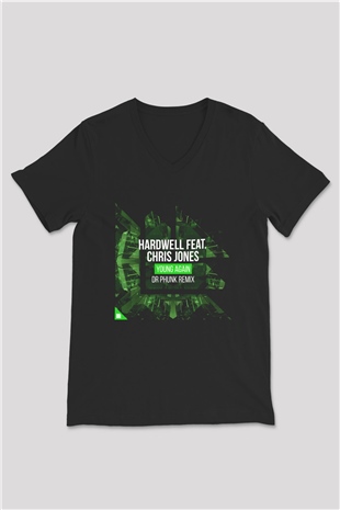 Hardwell Siyah Unisex V Yaka Tişört