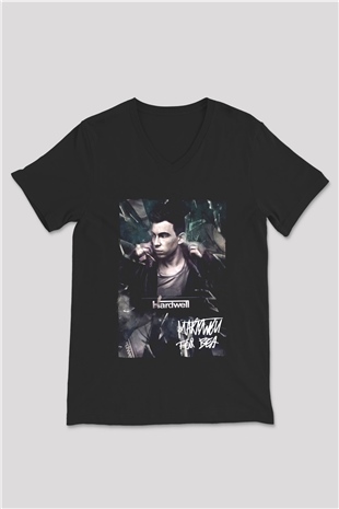 Hardwell Siyah Unisex V Yaka Tişört
