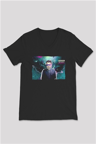 Hardwell Siyah Unisex V Yaka Tişört