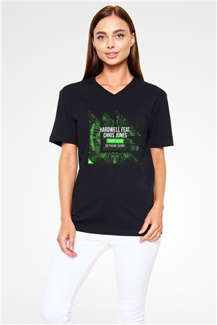 Hardwell Siyah Unisex V Yaka Tişört