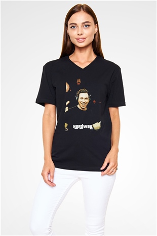 Hardwell Siyah Unisex V Yaka Tişört