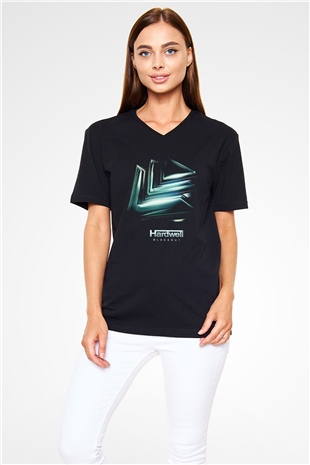 Hardwell Siyah Unisex V Yaka Tişört T-Shirt