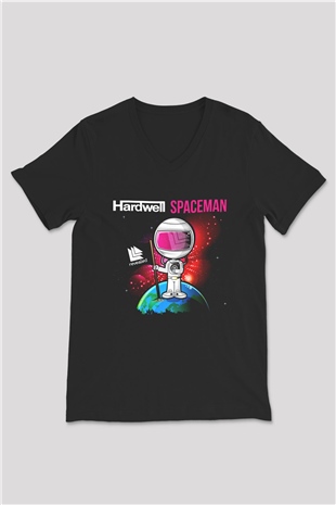 Hardwell Siyah Unisex V Yaka Tişört T-Shirt