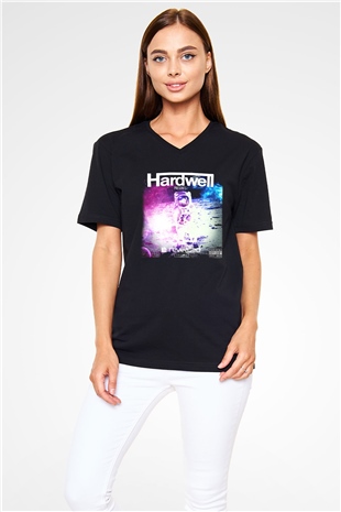 Hardwell Siyah Unisex V Yaka Tişört T-Shirt