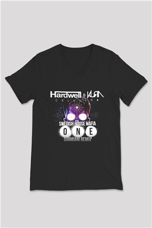 Hardwell Siyah Unisex V Yaka Tişört T-Shirt