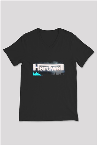 Hardwell Siyah Unisex V Yaka Tişört T-Shirt