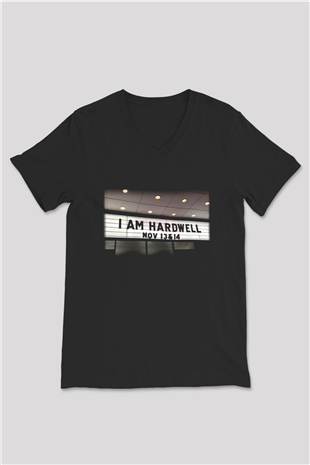 Hardwell Siyah Unisex V Yaka Tişört T-Shirt