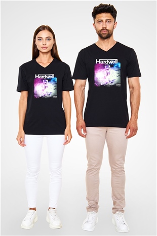 Hardwell Siyah Unisex V Yaka Tişört T-Shirt