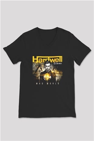 Hardwell Siyah Unisex V Yaka Tişört T-Shirt