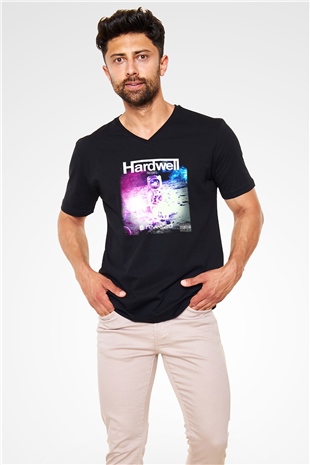 Hardwell Siyah Unisex V Yaka Tişört T-Shirt