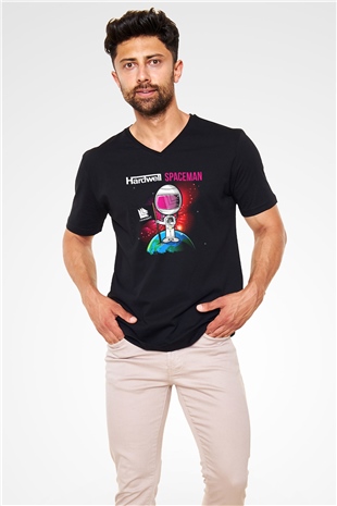 Hardwell Siyah Unisex V Yaka Tişört T-Shirt