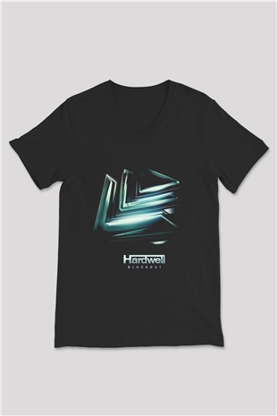 Hardwell Siyah Unisex V Yaka Tişört T-Shirt