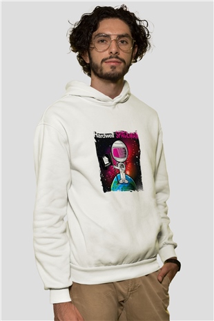 HardwellBaskılı Beyaz Hoodie