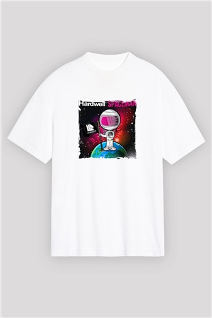 HardwellBaskılı Beyaz Oversize Tişört