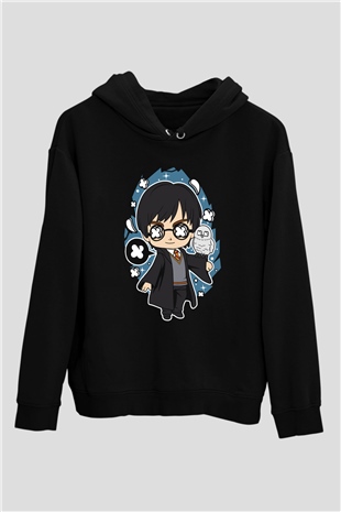 Harry Baskılı Unisex Siyah Hoodie