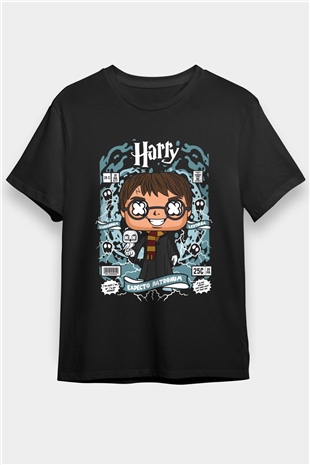 Harry Baskılı Unisex Siyah Tişört