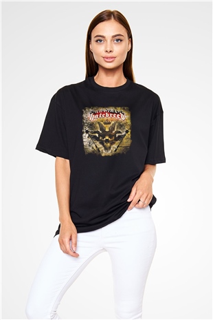 Hatebreed Baskılı Unisex Siyah Oversize Tişört