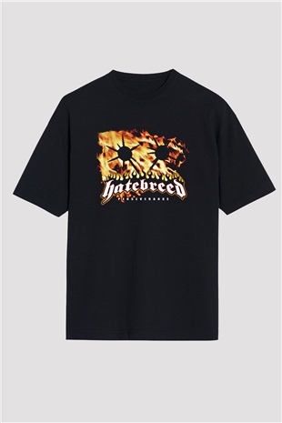 Hatebreed Baskılı Unisex Siyah Oversize Tişört