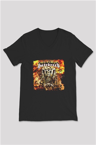 Hatebreed Baskılı Unisex Siyah V Yaka Tişört