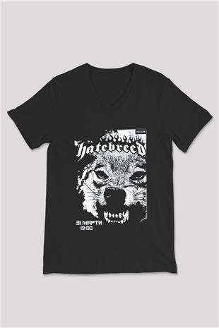 Hatebreed Siyah Unisex V Yaka Tişört T-Shirt