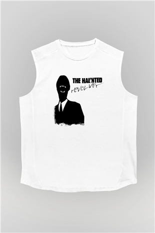 Haunted (The) Baskılı Unisex Beyaz Kolsuz Tişört