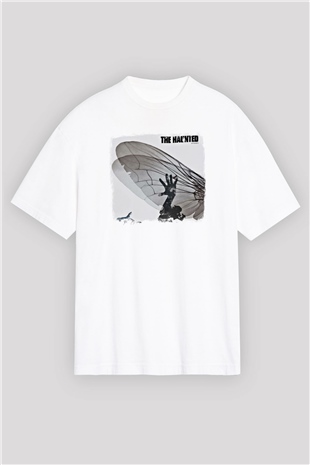 Haunted (The) Baskılı Unisex Beyaz Oversize Tişört