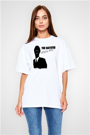 Haunted (The) Baskılı Unisex Beyaz Oversize Tişört