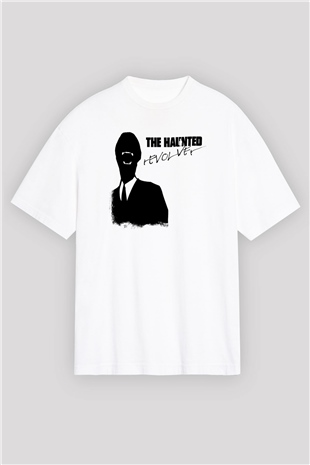 Haunted (The) Baskılı Unisex Beyaz Oversize Tişört