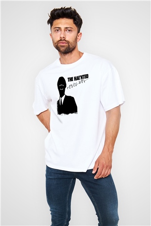 Haunted (The) Baskılı Unisex Beyaz Oversize Tişört