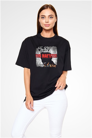 Haunted (The) Baskılı Unisex Siyah Oversize Tişört