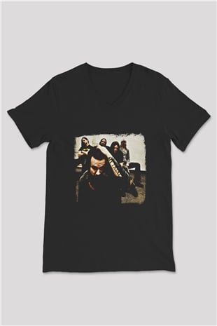 Haunted (The) Baskılı Unisex Siyah V Yaka Tişört