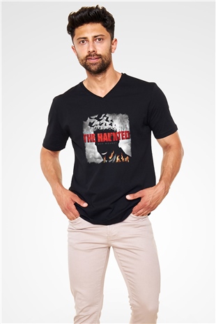Haunted (The) Baskılı Unisex Siyah V Yaka Tişört