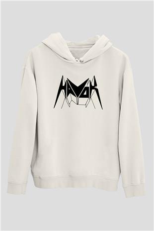Havok Baskılı Beyaz Unisex Kapüşonlu Sweatshirt