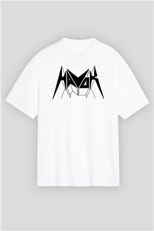 Havok Baskılı Beyaz Unisex Oversize Tişört - Tshirt