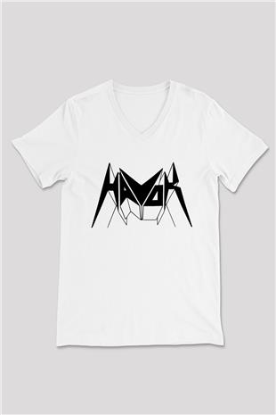 Havok Baskılı Beyaz Unisex V Yaka Tişört - Tshirt