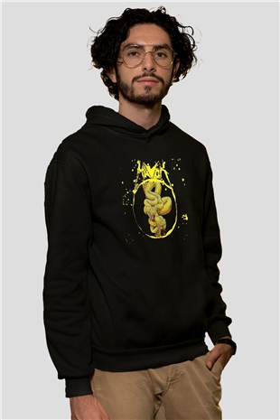 Havok Baskılı Unisex Siyah Kapüşonlu Sweatshirt