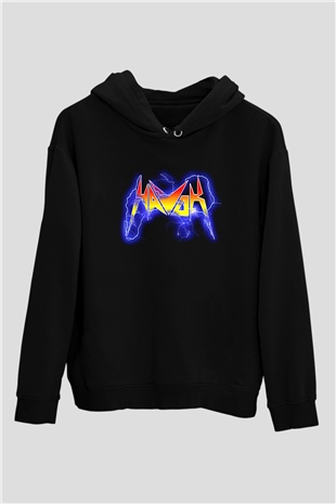Havok Baskılı Unisex Siyah Kapüşonlu Sweatshirt