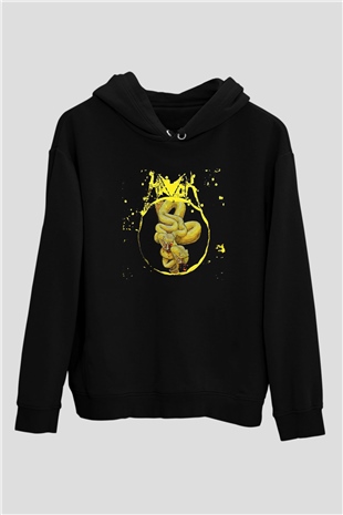 Havok Baskılı Unisex Siyah Kapüşonlu Sweatshirt