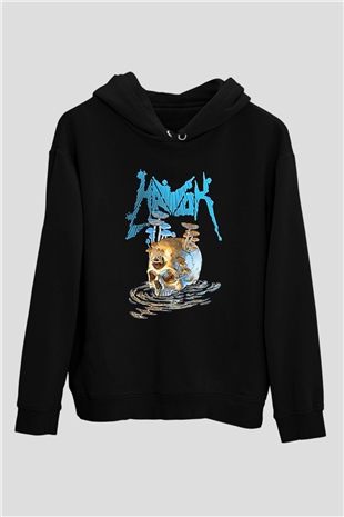 Havok Baskılı Unisex Siyah Kapüşonlu Sweatshirt