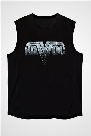 Havok Baskılı Unisex Siyah Kolsuz Tişört - Tshirt