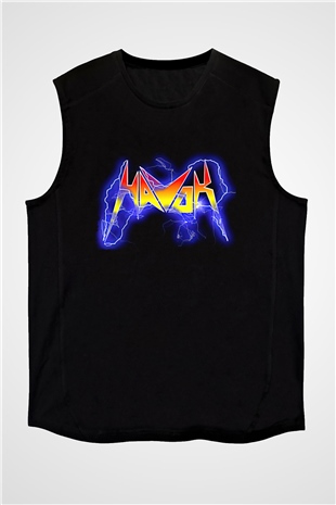Havok Baskılı Unisex Siyah Kolsuz Tişört - Tshirt