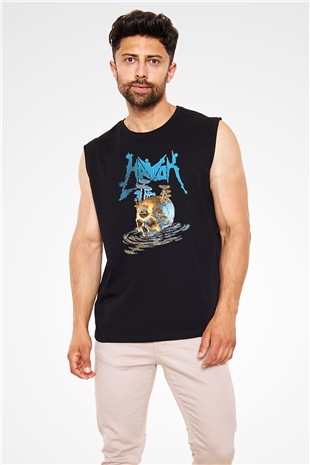 Havok Baskılı Unisex Siyah Kolsuz Tişört - Tshirt