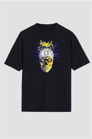 Havok Baskılı Unisex Siyah Oversize Tişört - Tshirt