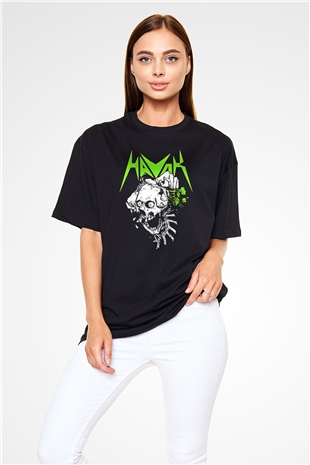 Havok Baskılı Unisex Siyah Oversize Tişört - Tshirt