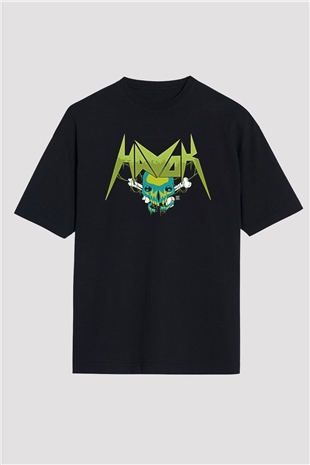 Havok Baskılı Unisex Siyah Oversize Tişört - Tshirt
