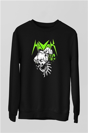 Havok Baskılı Unisex Siyah Sweatshirt