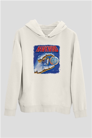 Hawkwind Baskılı Unisex Beyaz Hoodie