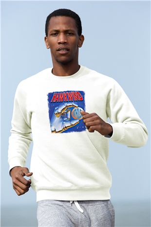 Hawkwind Baskılı Unisex Beyaz Sweatshirt