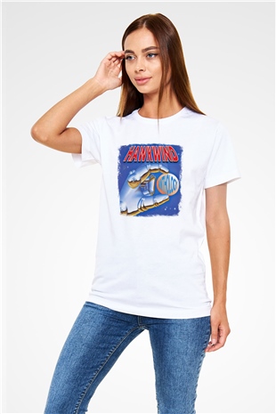 Hawkwind Baskılı Unisex Beyaz Tişört