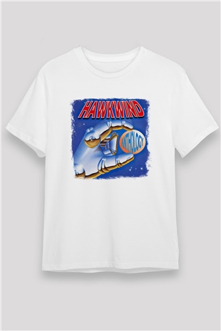 Hawkwind Baskılı Unisex Beyaz Tişört